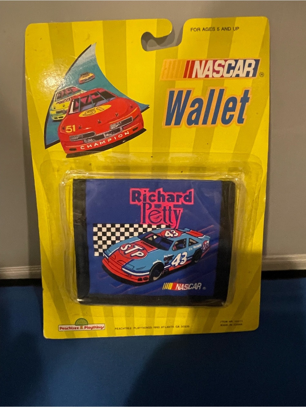 Vintage 90s Richard Petty NASCAR Trifold velcro Wallet UNOPENED NOS - Blue